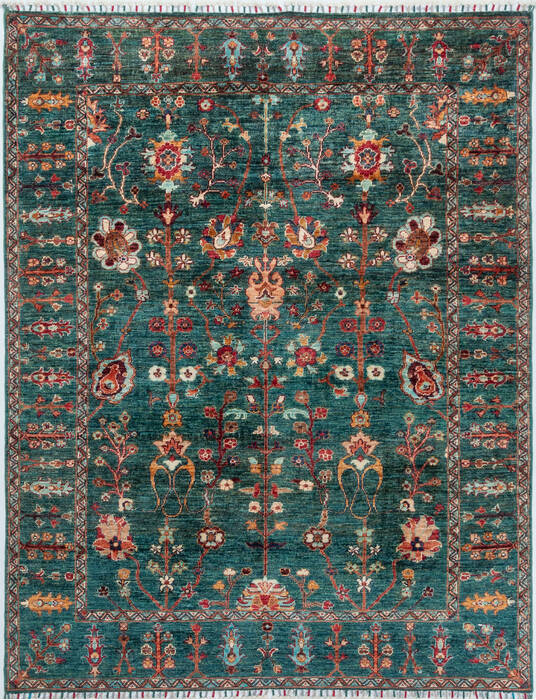 Chobi Green Hand Knotted 53 X 68  Area Rug 700-157786 Image 0