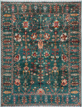 Chobi Green Hand Knotted 5'3" X 6'8"  Area Rug 700-157786
