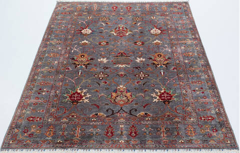 Chobi Grey Hand Knotted 50 X 68  Area Rug 700-157787 Image 1