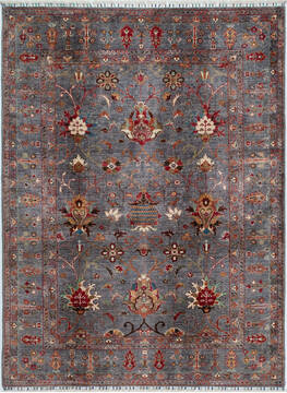 Chobi Grey Hand Knotted 5'0" X 6'8"  Area Rug 700-157787