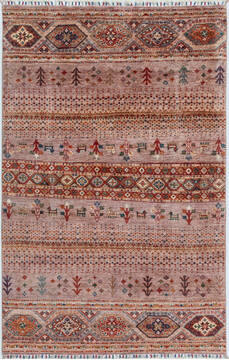 Chobi Pink Hand Knotted 4'0" X 6'3"  Area Rug 700-157788