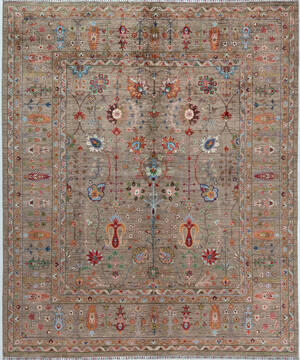 Chobi Brown Hand Knotted 8'2" X 9'10"  Area Rug 700-157791