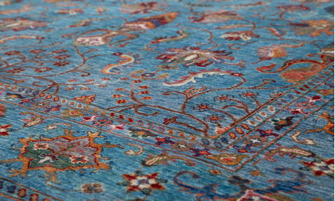 Chobi Blue Hand Knotted 69 X 99  Area Rug 700-157792 Image 3