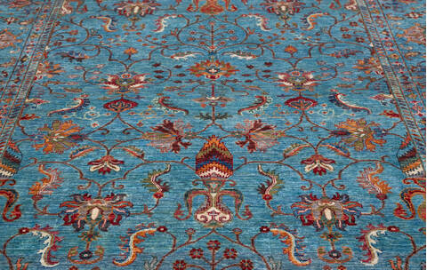 Chobi Blue Hand Knotted 69 X 99  Area Rug 700-157792 Image 5