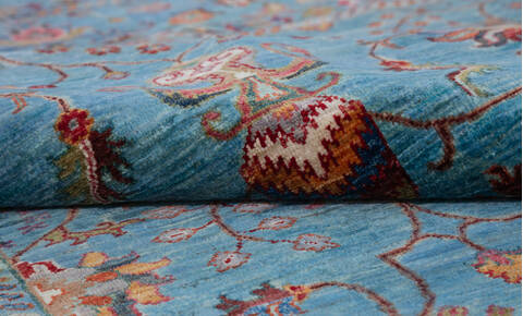 Chobi Blue Hand Knotted 69 X 99  Area Rug 700-157792 Image 7