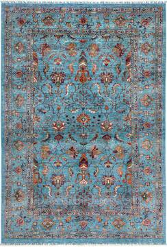 Chobi Blue Hand Knotted 6'9" X 9'9"  Area Rug 700-157792