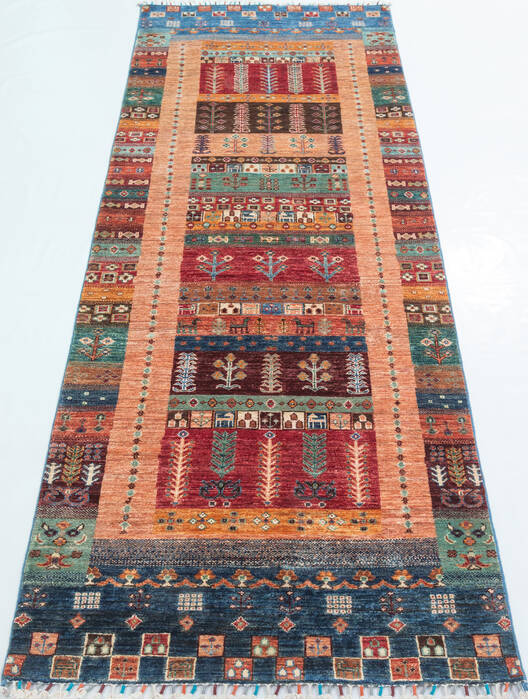 Chobi Blue Runner Hand Knotted 30 X 91  Area Rug 700-157795 Image 1