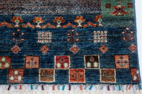 Chobi Blue Runner Hand Knotted 30 X 91  Area Rug 700-157795 Image 4