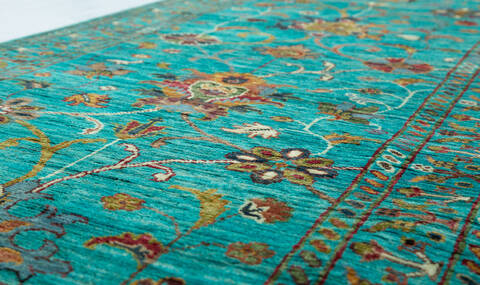 Chobi Green Runner Hand Knotted 29 X 104  Area Rug 700-157796 Image 3