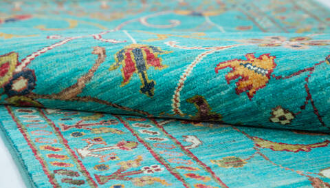 Chobi Green Runner Hand Knotted 29 X 104  Area Rug 700-157796 Image 7