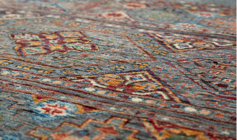 Chobi Grey Runner Hand Knotted 210 X 82  Area Rug 700-157797 Image 3