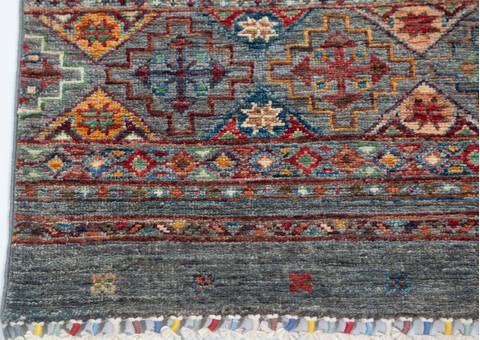 Chobi Grey Runner Hand Knotted 210 X 82  Area Rug 700-157797 Image 4