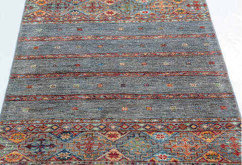 Chobi Grey Runner Hand Knotted 210 X 82  Area Rug 700-157797 Image 5