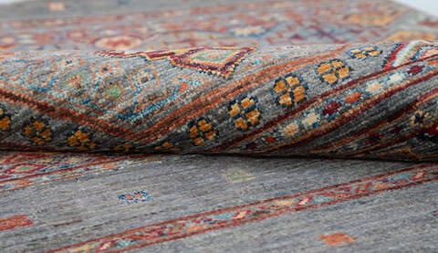 Chobi Grey Runner Hand Knotted 210 X 82  Area Rug 700-157797 Image 7