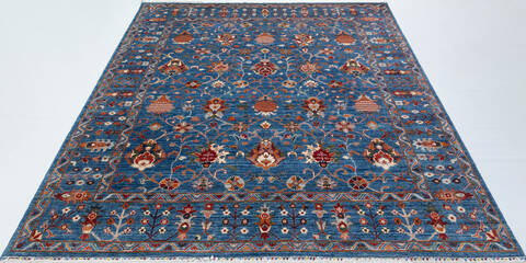 Chobi Blue Hand Knotted 82 X 99  Area Rug 700-157801 Image 1