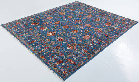 Chobi Blue Hand Knotted 82 X 99  Area Rug 700-157801 Image 2