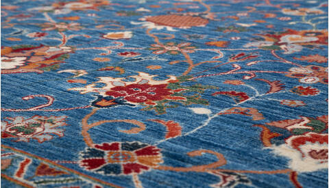 Chobi Blue Hand Knotted 82 X 99  Area Rug 700-157801 Image 3