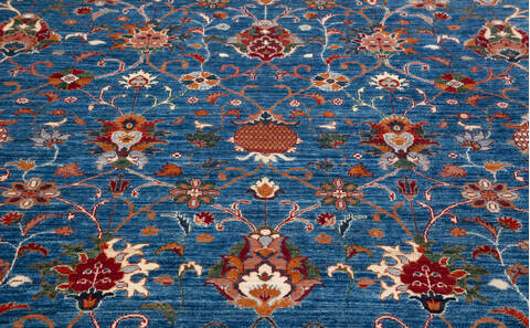 Chobi Blue Hand Knotted 82 X 99  Area Rug 700-157801 Image 5