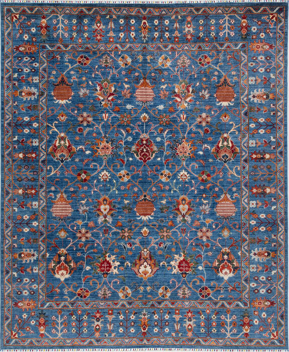 Chobi Blue Hand Knotted 82 X 99  Area Rug 700-157801 Image 0