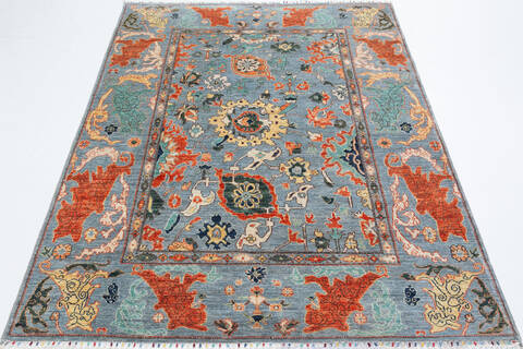 Chobi Grey Hand Knotted 57 X 79  Area Rug 700-157803 Image 1