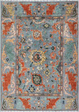 Afghan Chobi Grey Rectangle 5x8 ft Wool Carpet 157803