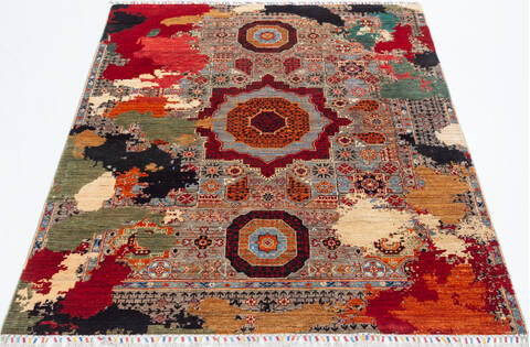 Chobi Multicolor Hand Knotted 50 X 67  Area Rug 700-157805 Image 1