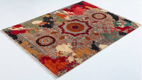 Chobi Multicolor Hand Knotted 50 X 67  Area Rug 700-157805 Image 2
