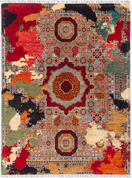 Chobi Multicolor Hand Knotted 5'0" X 6'7"  Area Rug 700-157805