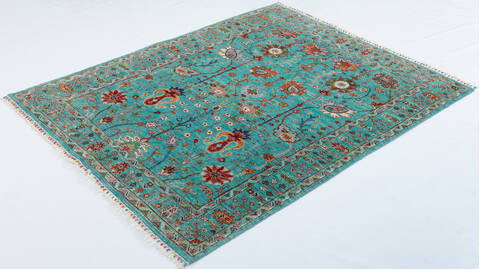 Chobi Green Hand Knotted 52 X 67  Area Rug 700-157807 Image 2