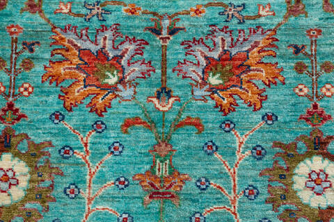 Chobi Green Hand Knotted 52 X 67  Area Rug 700-157807 Image 6