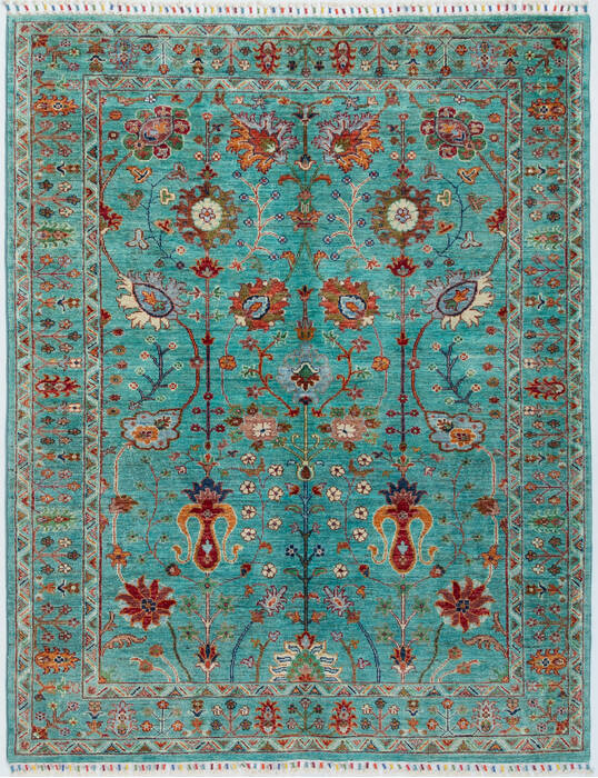 Chobi Green Hand Knotted 52 X 67  Area Rug 700-157807 Image 0