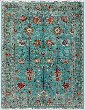 Chobi Green Hand Knotted 5'2" X 6'7"  Area Rug 700-157807