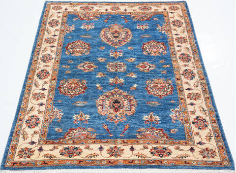 Chobi Blue Hand Knotted 40 X 58  Area Rug 700-157808 Image 1