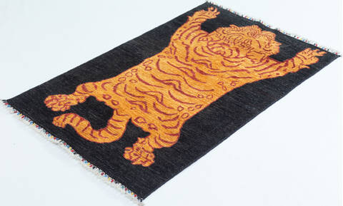 Chobi Black Hand Knotted 32 X 50  Area Rug 700-157809 Image 2