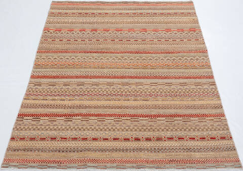 Chobi Beige Hand Knotted 49 X 65  Area Rug 700-157810 Image 1