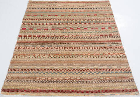 Chobi Beige Hand Knotted 49 X 64  Area Rug 700-157811 Image 1