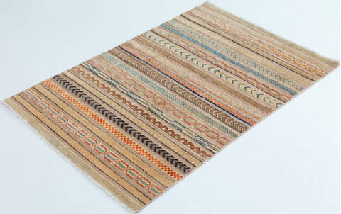 Chobi Beige Hand Knotted 33 X 410  Area Rug 700-157812 Image 2