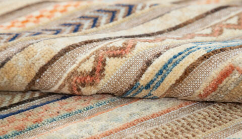 Chobi Beige Hand Knotted 33 X 410  Area Rug 700-157812 Image 7