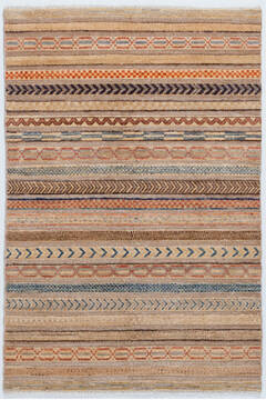 Chobi Beige Hand Knotted 3'3" X 4'10"  Area Rug 700-157812