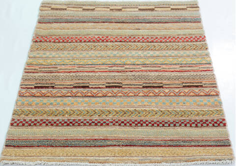 Chobi Beige Hand Knotted 27 X 39  Area Rug 700-157814 Image 1
