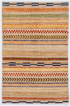 Chobi Beige Hand Knotted 2'7" X 3'9"  Area Rug 700-157814