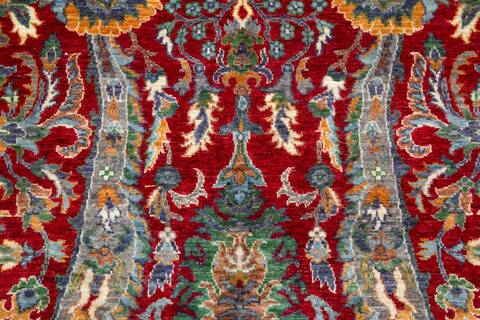 Chobi Red Hand Knotted 83 X 99  Area Rug 700-157815 Image 6