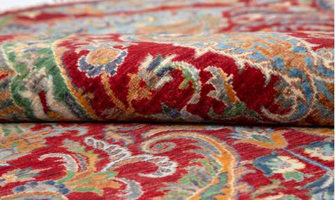 Chobi Red Hand Knotted 83 X 99  Area Rug 700-157815 Image 7