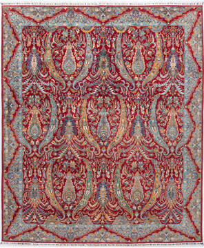 Chobi Red Hand Knotted 8'3" X 9'9"  Area Rug 700-157815