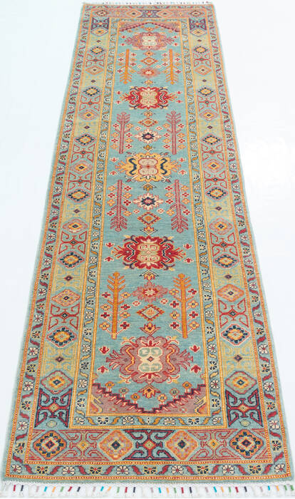 Kazak Blue Runner Hand Knotted 29 X 104  Area Rug 700-157816 Image 1