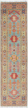 Kazak Blue Runner Hand Knotted 2'9" X 10'4"  Area Rug 700-157816
