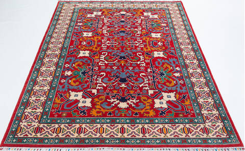 Kazak Red Hand Knotted 60 X 89  Area Rug 700-157817 Image 1