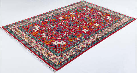 Kazak Red Hand Knotted 60 X 89  Area Rug 700-157817 Image 2