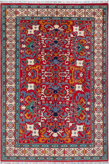 Kazak Red Hand Knotted 60 X 89  Area Rug 700-157817 Image 0