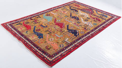 Chobi Yellow Hand Knotted 65 X 910  Area Rug 700-157820 Image 2